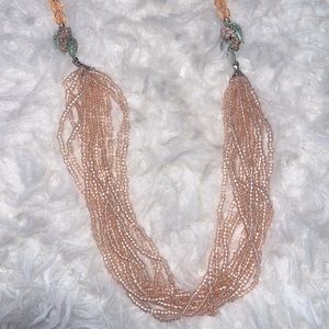 1928 Vintage Floral Cloisonné and Crystal Bead Necklace